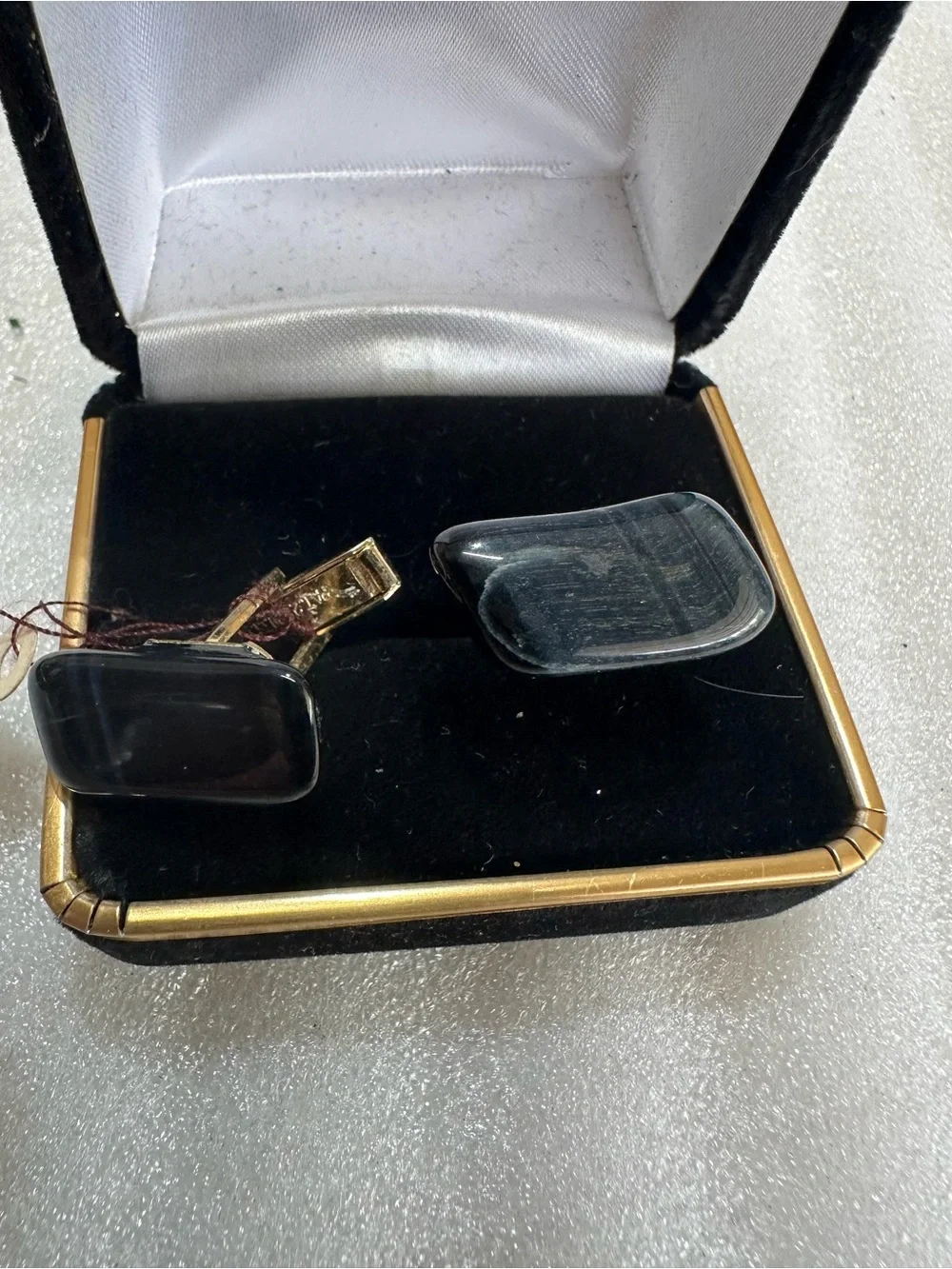 Vintage BlueTiger Eye Stone Cufflinks Mid Century 1960’s